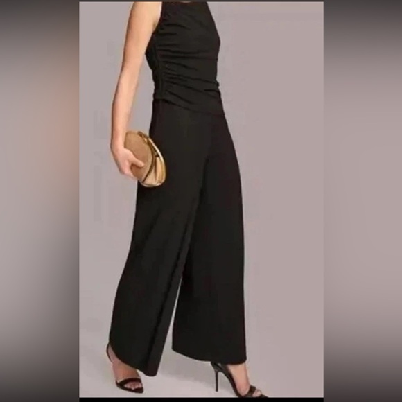 Donna Karan Women's Asymmetric Neck Draped Bodice Jumpsuit, Black,Size 8 - Picture 4 of 10